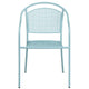Sky Blue |#| Sky Blue Indoor-Outdoor Steel Patio Arm Chair with Round Back - Café Chair