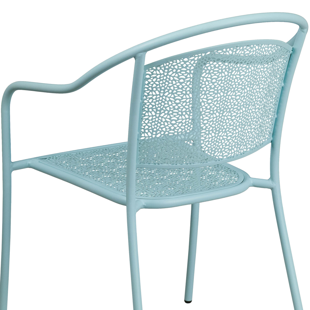 Sky Blue |#| Sky Blue Indoor-Outdoor Steel Patio Arm Chair with Round Back - Café Chair