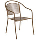 Gold |#| Gold Indoor-Outdoor Steel Patio Arm Chair with Round Back - Café Chair