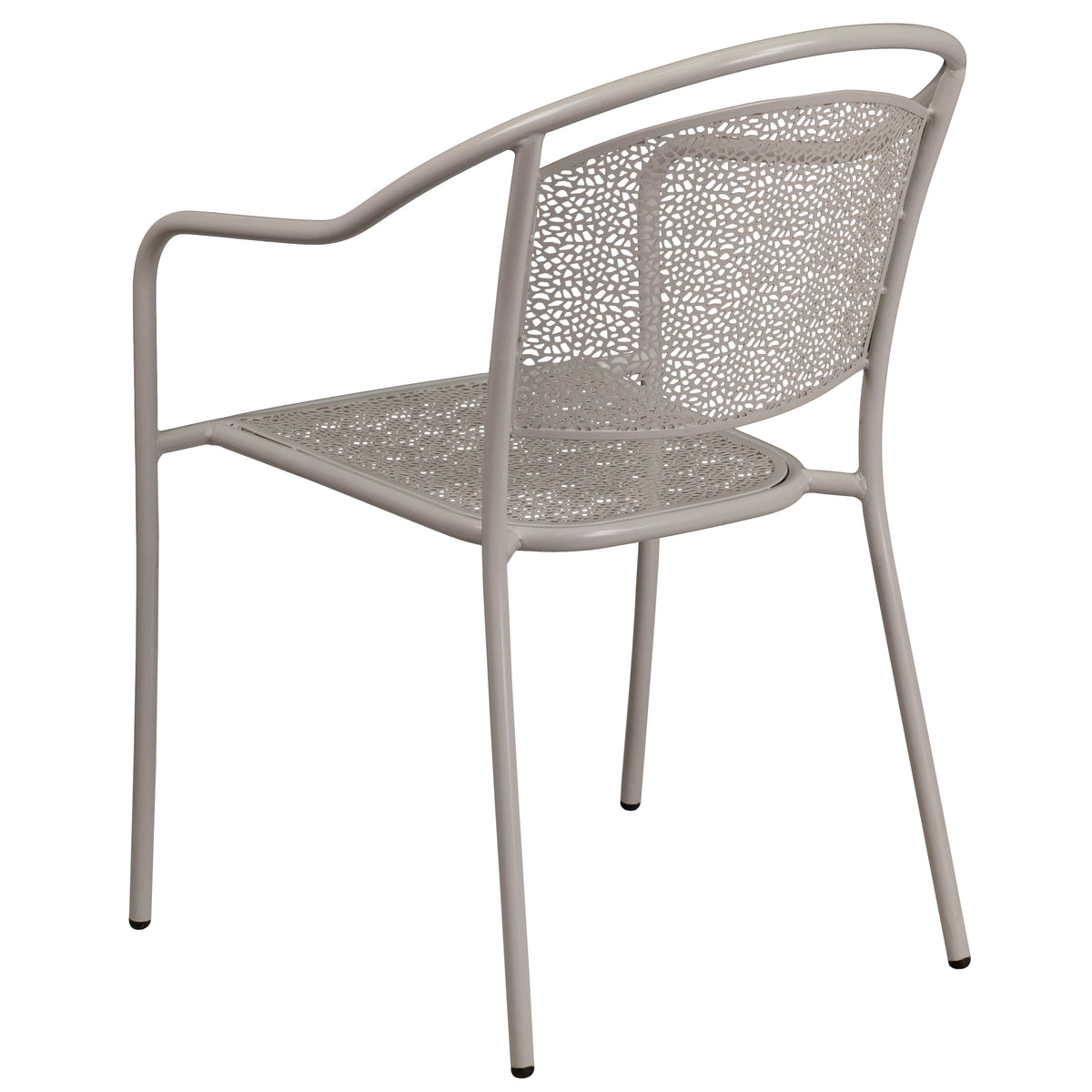 Light Gray |#| Light Gray Indoor-Outdoor Steel Patio Arm Chair with Round Back - Café Chair