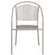 Light Gray |#| Light Gray Indoor-Outdoor Steel Patio Arm Chair with Round Back - Café Chair