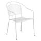 White |#| White Indoor-Outdoor Steel Patio Arm Chair with Round Back - Café Chair