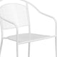 White |#| White Indoor-Outdoor Steel Patio Arm Chair with Round Back - Café Chair