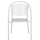 White |#| White Indoor-Outdoor Steel Patio Arm Chair with Round Back - Café Chair