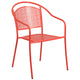 Coral |#| Coral Indoor-Outdoor Steel Patio Arm Chair with Round Back - Café Chair