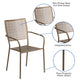 Gold |#| Gold Indoor-Outdoor Steel Patio Arm Chair with Square Back - Bistro Chair