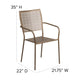 Gold |#| Gold Indoor-Outdoor Steel Patio Arm Chair with Square Back - Bistro Chair