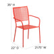 Coral |#| Coral Indoor-Outdoor Steel Patio Arm Chair with Square Back - Bistro Chair