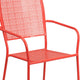 Coral |#| Coral Indoor-Outdoor Steel Patio Arm Chair with Square Back - Bistro Chair