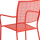 Coral |#| Coral Indoor-Outdoor Steel Patio Arm Chair with Square Back - Bistro Chair