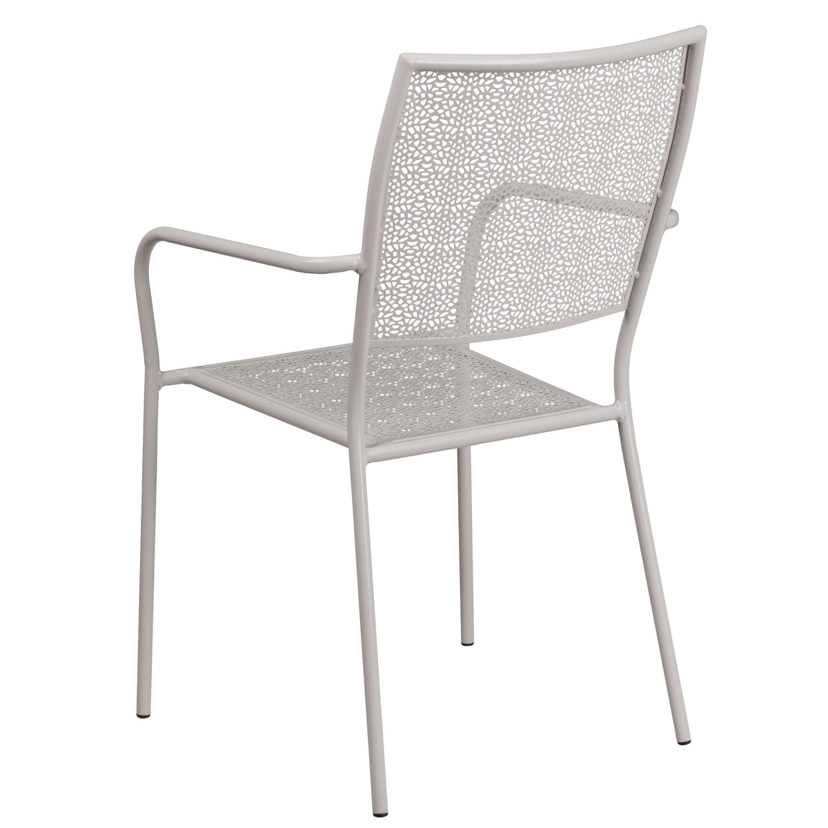 Light Gray |#| Light Gray Indoor-Outdoor Steel Patio Arm Chair with Square Back - Bistro Chair