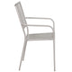 Light Gray |#| Light Gray Indoor-Outdoor Steel Patio Arm Chair with Square Back - Bistro Chair