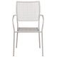 Light Gray |#| Light Gray Indoor-Outdoor Steel Patio Arm Chair with Square Back - Bistro Chair