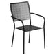 Black |#| Black Indoor-Outdoor Steel Patio Arm Chair with Square Back - Bistro Chair