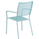 Sky Blue |#| Sky Blue Indoor-Outdoor Steel Patio Arm Chair with Square Black - Bistro Chair