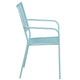 Sky Blue |#| Sky Blue Indoor-Outdoor Steel Patio Arm Chair with Square Black - Bistro Chair