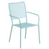 Sky Blue |#| Sky Blue Indoor-Outdoor Steel Patio Arm Chair with Square Black - Bistro Chair