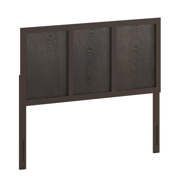 Dark Brown,Full |#| Contemporary Queen Size Four Panel Wooden Headboard Only in Dark Brown