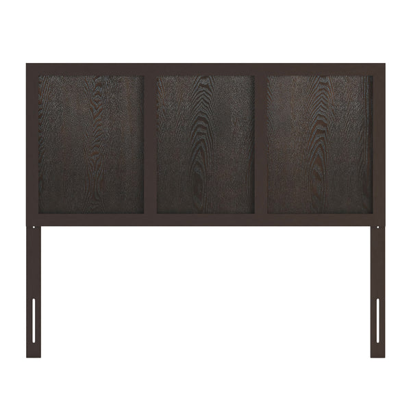 Dark Brown,Full |#| Contemporary Queen Size Four Panel Wooden Headboard Only in Dark Brown