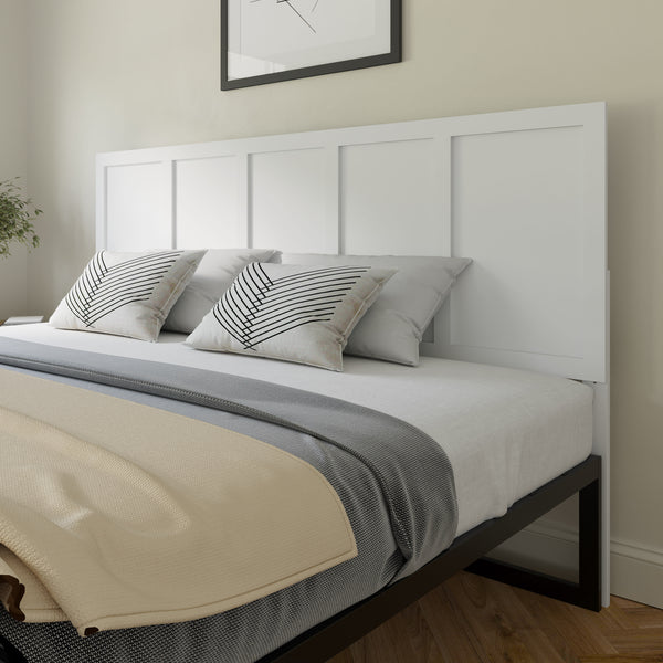 White,King |#| Contemporary Twin Size Two Panel Wooden Headboard Only in Dark Brown