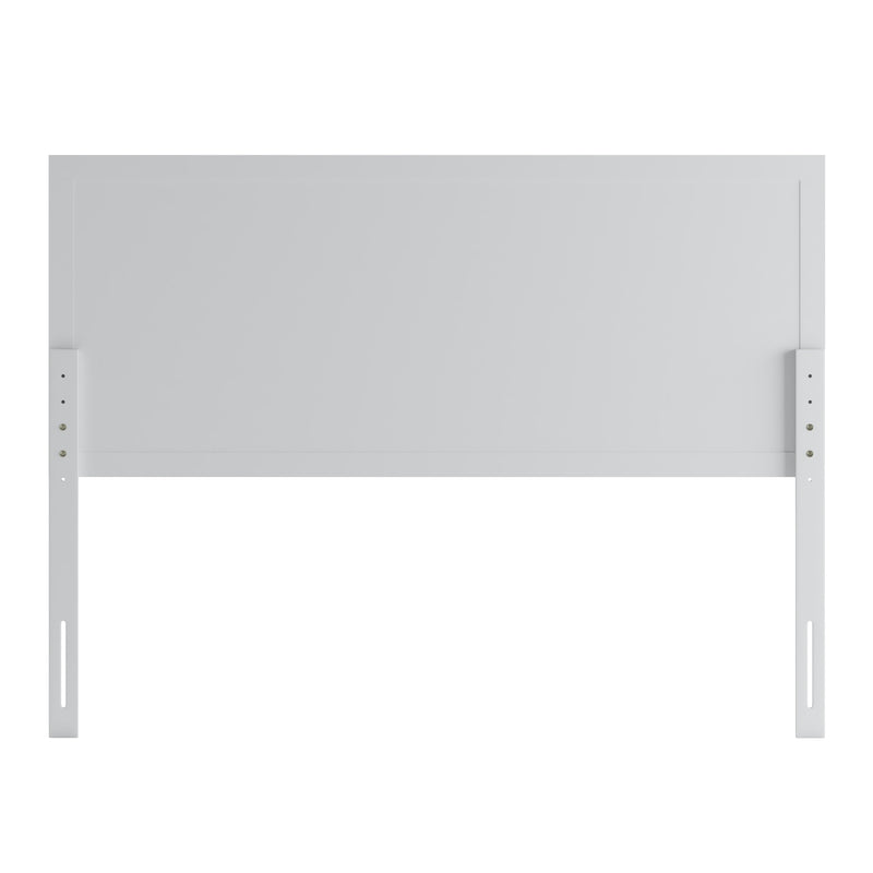 White,Queen |#| Contemporary King Size Four Panel Wooden Headboard Only in White