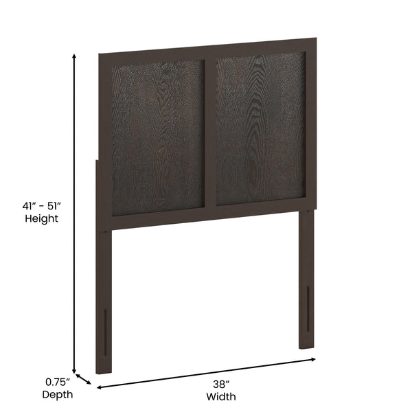 Dark Brown,Twin |#| Contemporary Full Size Three Panel Wooden Headboard Only in Dark Brown