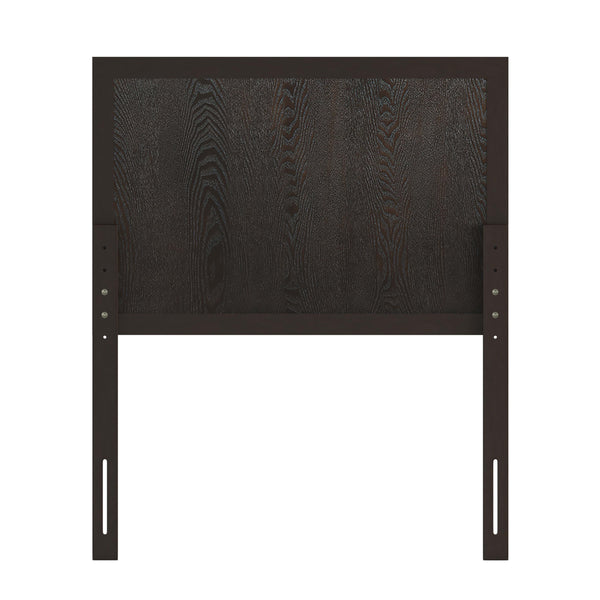 Dark Brown,Twin |#| Contemporary Full Size Three Panel Wooden Headboard Only in Dark Brown