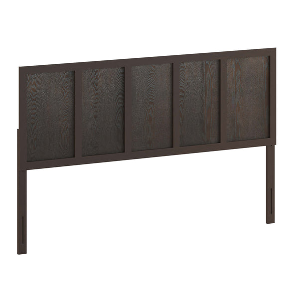 Dark Brown,King |#| Contemporary Full Size Herring Bone Wooden Headboard Only in Gray Wash