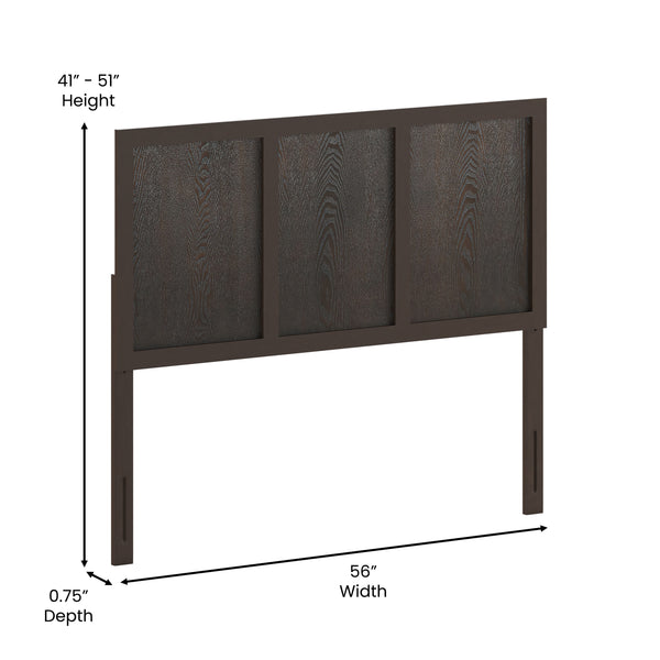 Dark Brown,Full |#| Contemporary Queen Size Four Panel Wooden Headboard Only in Dark Brown