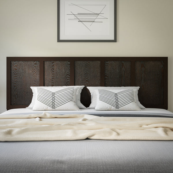 Dark Brown,King |#| Contemporary Full Size Herring Bone Wooden Headboard Only in Gray Wash