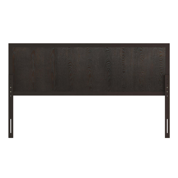 Dark Brown,King |#| Contemporary Full Size Herring Bone Wooden Headboard Only in Gray Wash