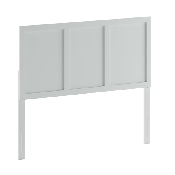 White,Full |#| Contemporary Queen Size Four Panel Wooden Headboard Only in White