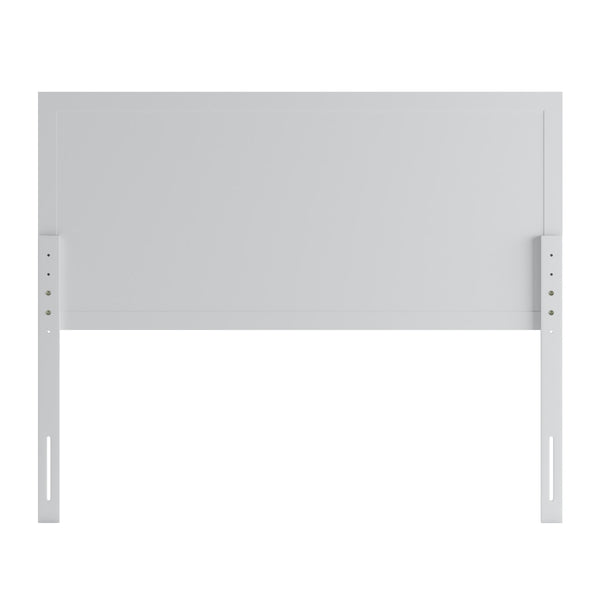 White,Full |#| Contemporary Queen Size Four Panel Wooden Headboard Only in White