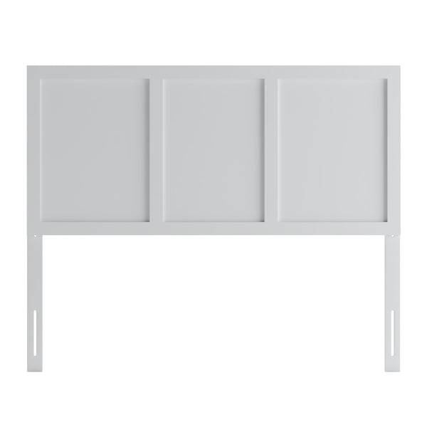 White,Full |#| Contemporary Queen Size Four Panel Wooden Headboard Only in White