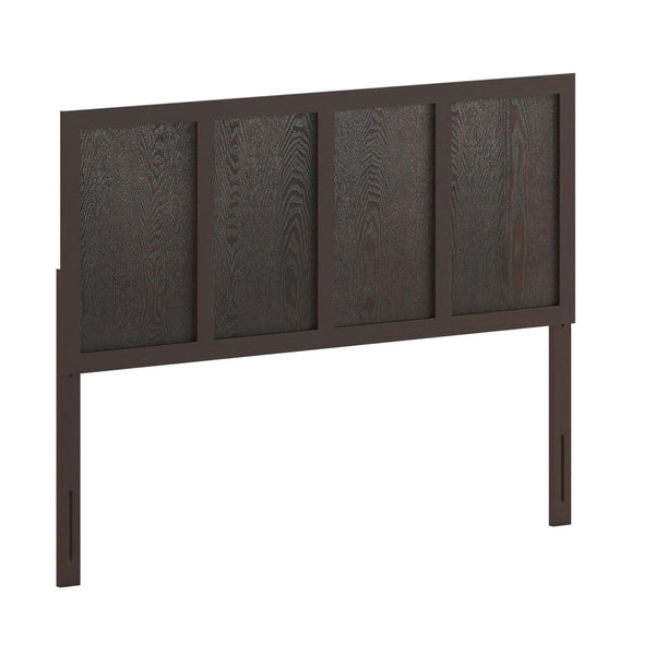 Dark Brown,Queen |#| Contemporary King Size Four Panel Wooden Headboard Only in Dark Brown