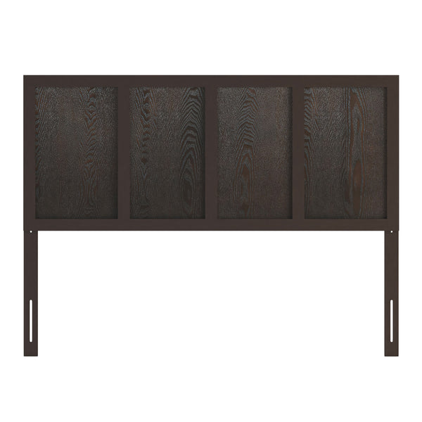 Dark Brown,Queen |#| Contemporary King Size Four Panel Wooden Headboard Only in Dark Brown