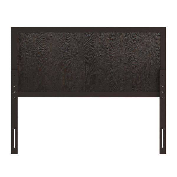 Dark Brown,Full |#| Contemporary Queen Size Four Panel Wooden Headboard Only in Dark Brown