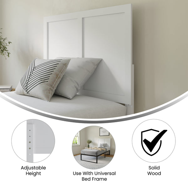 White,Twin |#| Contemporary Full Size Three Panel Wooden Headboard Only in White