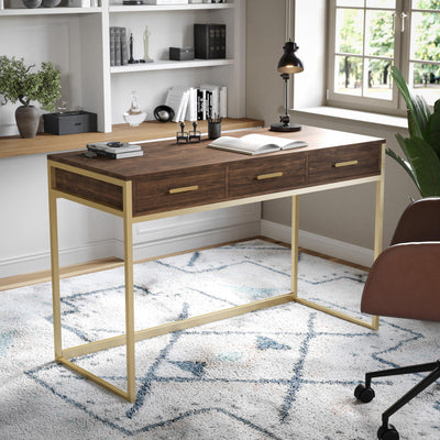 Ollie Home Office Desk with 3 Drawers - View 2
