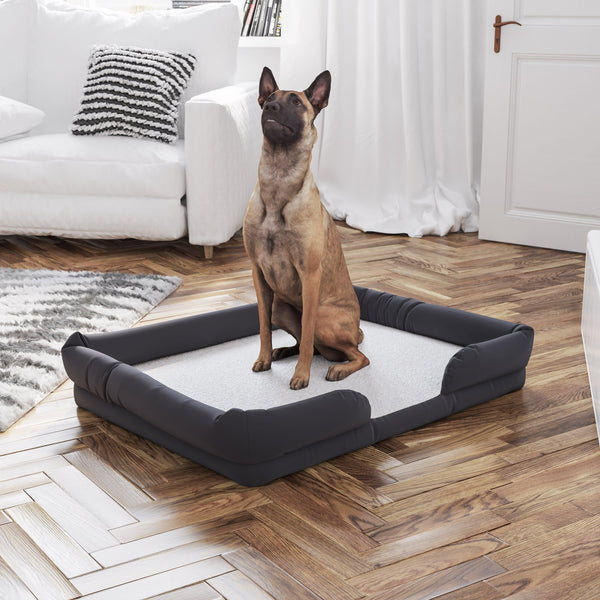 Large |#| Orthopedic 44inch x 34inch Memory Foam Dog Bed - Removable, Washable Cover-Gray