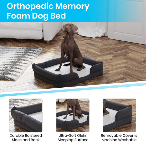 Medium |#| Orthopedic 36inch x 28inch Memory Foam Dog Bed - Removable, Washable Cover-Gray