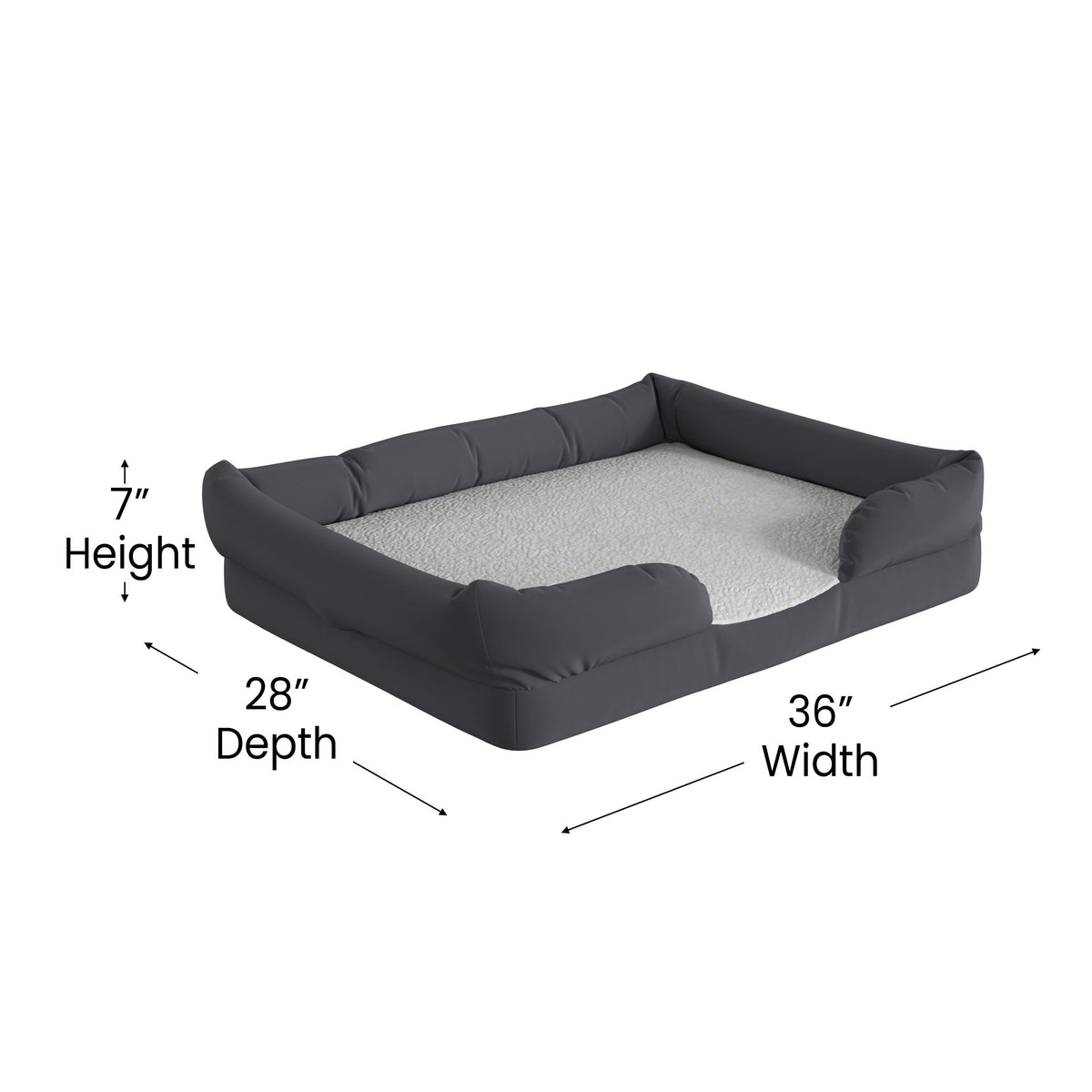 Medium |#| Orthopedic 36inch x 28inch Memory Foam Dog Bed - Removable, Washable Cover-Gray