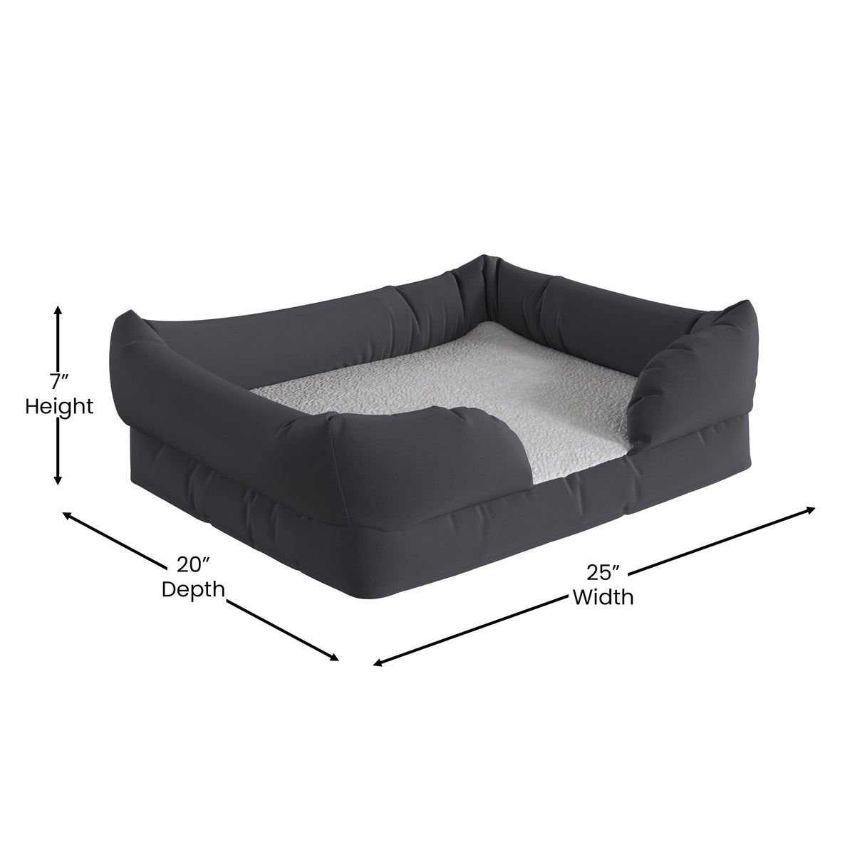 Small |#| Orthopedic 25inch x 20inch Memory Foam Dog Bed - Removable, Washable Cover-Gray