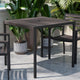 Gray Wash Teak |#| Steel All-Weather Patio Dining Table with Gray Wash Faux Teak Slat Top-Seats 4