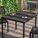 Gray Wash Teak |#| Steel All-Weather Patio Dining Table with Gray Wash Faux Teak Slat Top-Seats 4