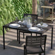 Gray Wash Teak |#| Steel All-Weather Patio Dining Table with Gray Wash Faux Teak Slat Top-Seats 4