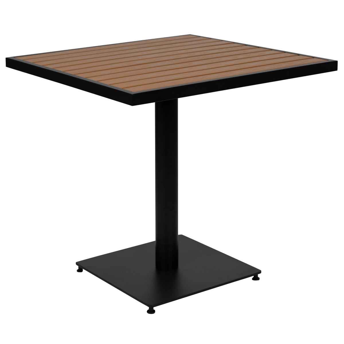 Teak |#| Outdoor Faux Teak Dining Table with Poly Slats - Square Patio Table