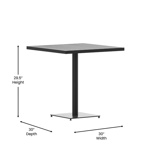 Gray Wash Teak |#| Outdoor Gray Wash Faux Teak Dining Table with Poly Slats - Square Patio Table