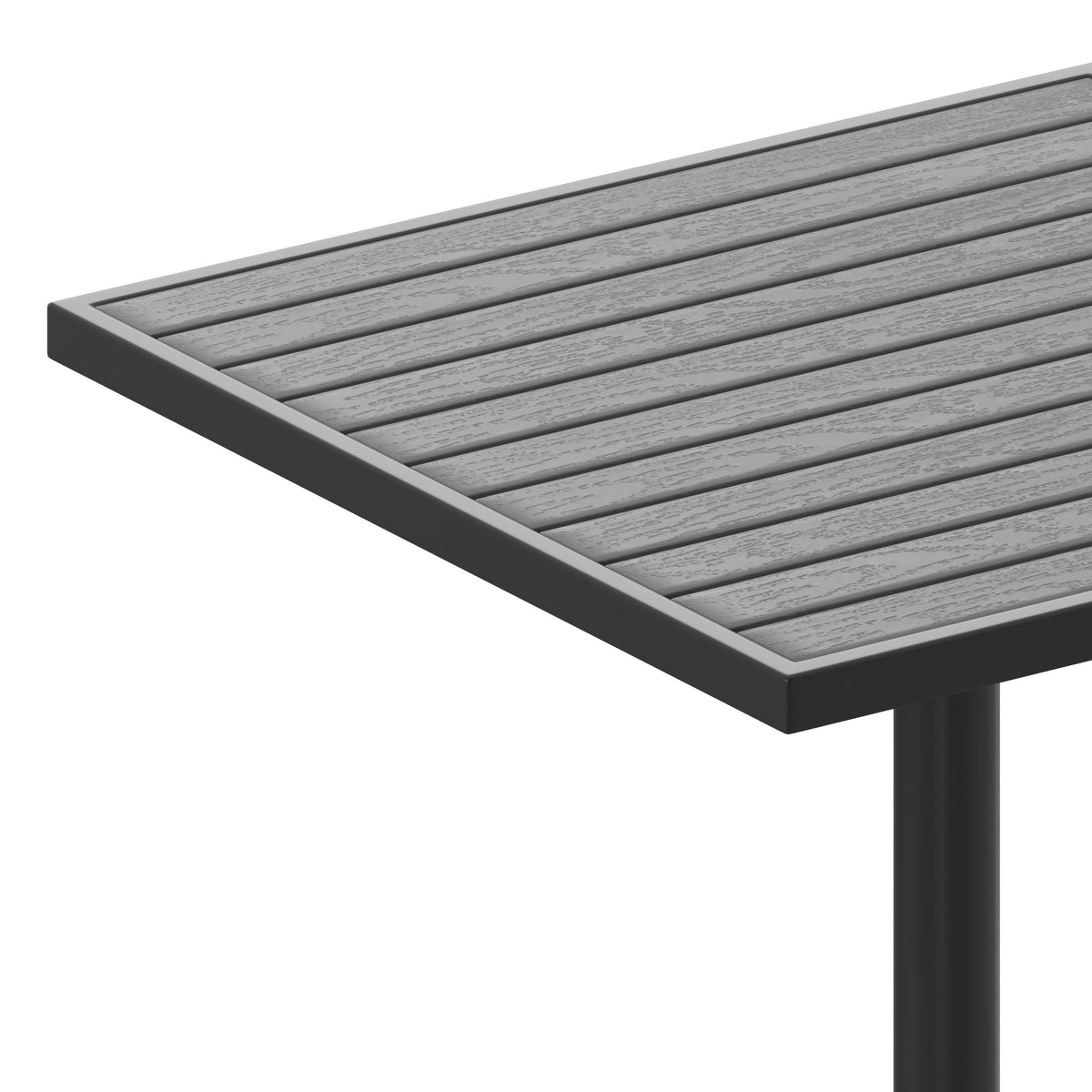 Gray Wash Teak |#| Outdoor Gray Wash Faux Teak Dining Table with Poly Slats - Square Patio Table
