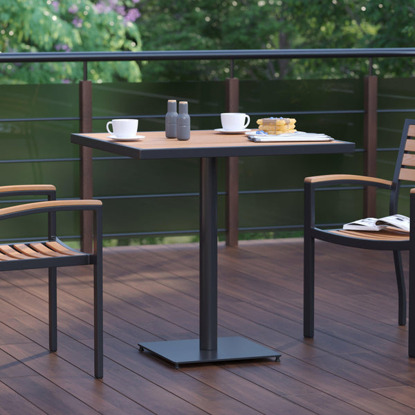 Teak |#| Outdoor Faux Teak Dining Table with Poly Slats - Square Patio Table